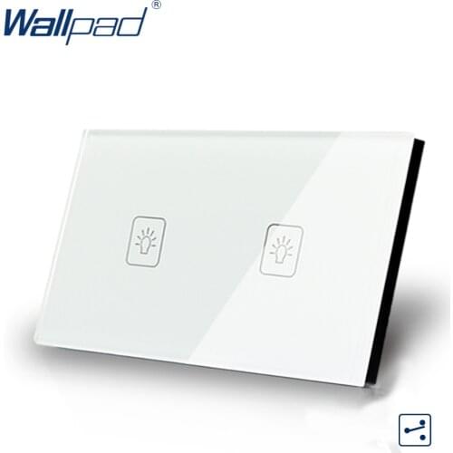 2 Gang 2 Way 3 Way White AU US Standard 118*72mm Wallpad Crystal Double Control Light Wall Switch Touch Switch, Free Shipping