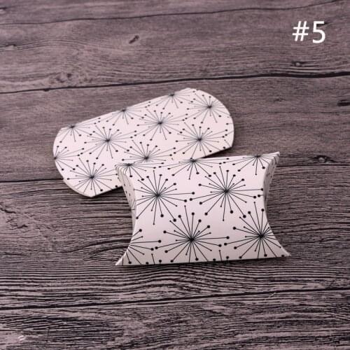 Newly Concise Black Dandelion Printed White Paper Box 6.5x9x2.5cm 10pcs/lot Happiness Wedding Candy Hand Gift Packing Pillow Box
