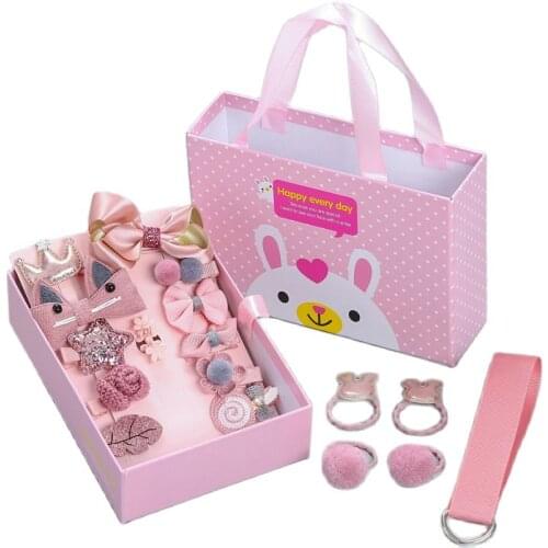 New 18-piece Childrens Hair Accessories Set Childrens Hairpins Cute Girl Hairpin Crown Bow Headdress Toddler Hair Accessories