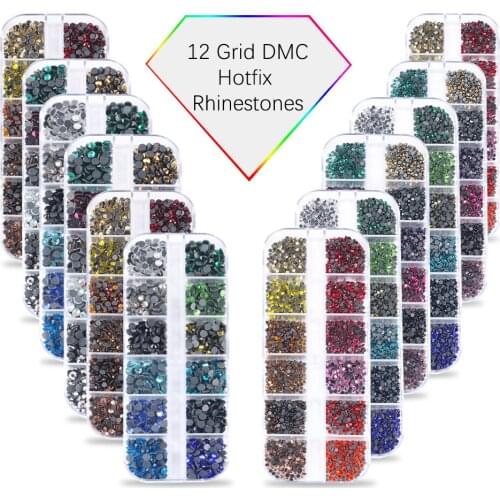 Hotfix Rhinestones SS4-SS30 Mix Sizes 2450Pcs Box Set DMC Crystal Glass Strass Hot Fix Rhinestone DIY Stone For Garment