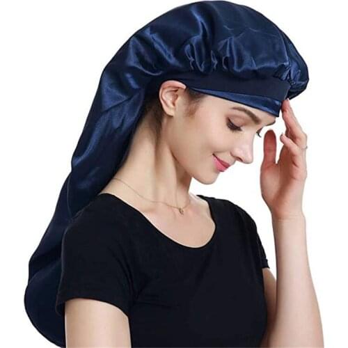 Wholesale custom design satin women adult long bonnets with head wrap