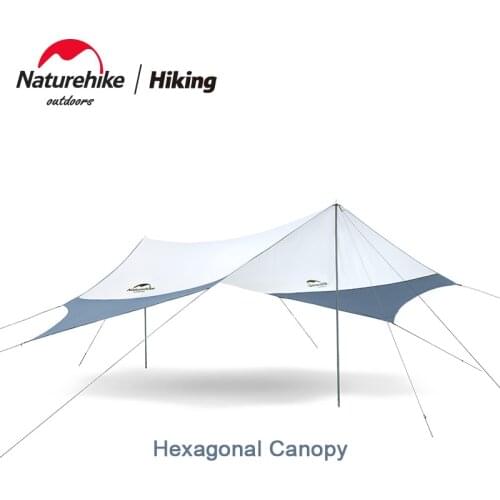 Naturehike Large Camping Tent Awning Sun Shelter with pole Beach Playing Games Fishing Hiking Outdoor 5 Person Tent Sun Shelter