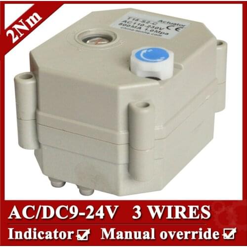 AC/DC9-24V actuated valve actuator, 3 wires(CR303) , 2Nm, with indicator and manual override