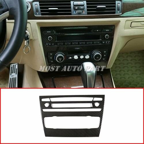 Silver/Black ABS Chrome Carbon Fiber Look Interior Central Console Air Conditioning Frame For BMW 3 Series E90 2005-2012 1pcs