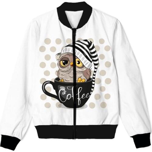 REAL American US SIZE Custom Owl go to sleep now 3D Sublimation print Zipper Up Jacket plus size 4XL 5XL 6XL