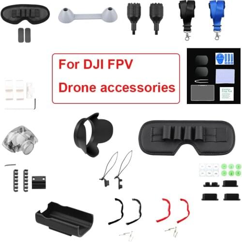 For DJI FPV Neck Strap Lanyard Gimbal Bumper Thumb Rocker Battery Holder For DJI FPV Goggles V2 Lens Protector Film Dust Plug