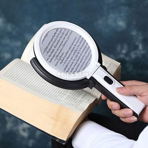 DHL 20PCS 2.5X 8X Foldable 10 LED Light Magnifier Loupe Magnifying Glass Lens (Color: White)