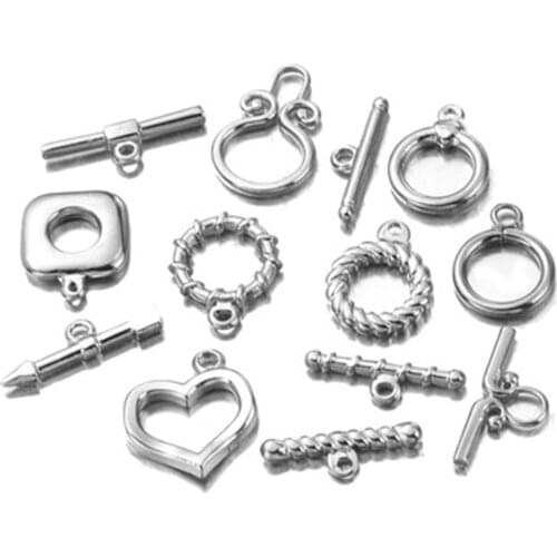 2 Sets Stainless Steel OT Toggle Clasp Buckle Fastener Bracelet Connector For Jewelry Making Round Clasps Hooks DIY Accessories