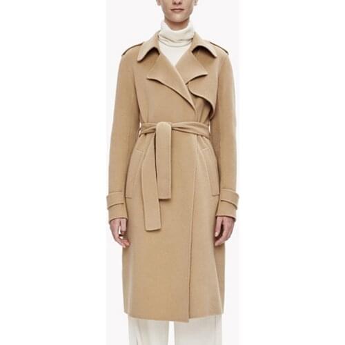 Savabien Korean Vintage Elegant Coat Winter Women Wool Jacket 2019 Warm Woolen Coat Long Sleeve Lace-up Belt Female Trench Coat