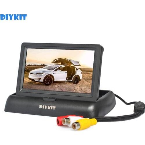 DIYKIT 4.3 inch Foldable TFT LCD Monitor Car Reverse Rear View Car Monitor for Camera DVD VCR
