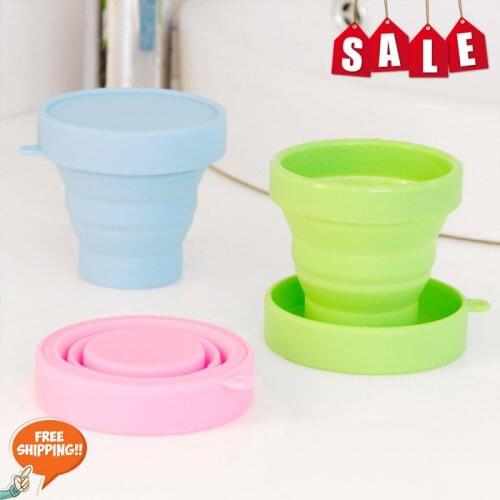 1Pc 170ml Portable Silicone Retractable Folding Cup With Lid Telescopic Collapsible Drinking Cup Outdoor Travel Water Cup