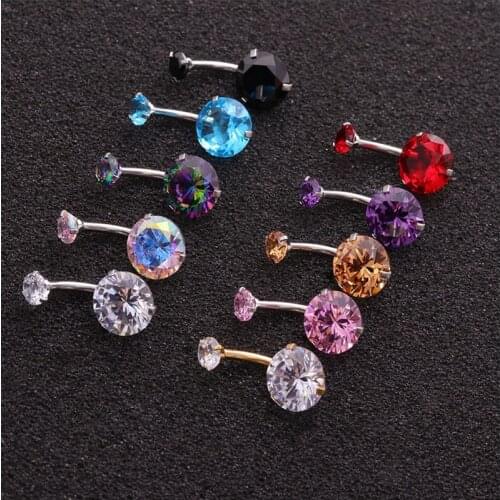 1Pc Colorful belly button Ring Cz Tragus Cartilage Rook Helix Snug Conch Earring Stainless Steel Ear Piercing Navel Nail Jewelry
