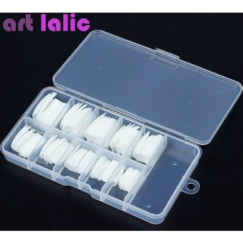 Artlalic 100Pcs French Style Fake Nail Tips with Case Well Cover False Nail Art Tip Artificial Manicure Salon Box