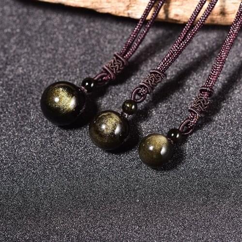 2021 Classic Rainbow Eye Obsidian Golden obsidian Bead Pendant Necklace Drop Shipping Good Luck Jewelry For Woman Men