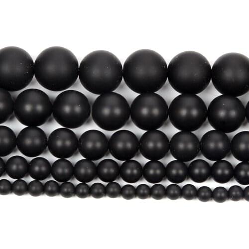 4-12mm Natural Stone Beads Loose Round Frosted Black Agates Stone Beads For Jewelry Making DIY Charm Bracelet Necklace Handmade