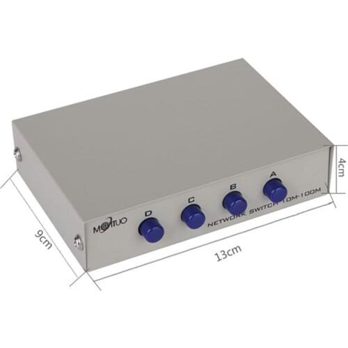 4 Port A B Manual Network Sharing Switch Box 4In1 1In4 RJ45 Ethernet Switcher 100M 4-port network interface switcher