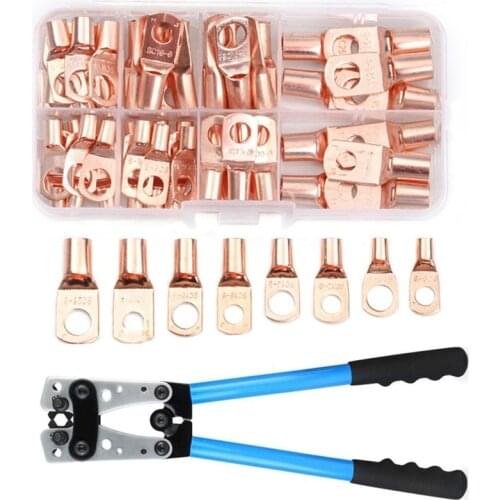 60pcs Assortment Car Auto Copper Ring Terminal Wire Crimp Connector Bare Cable Battery Terminals Soldered Connectors HX-50B Kit