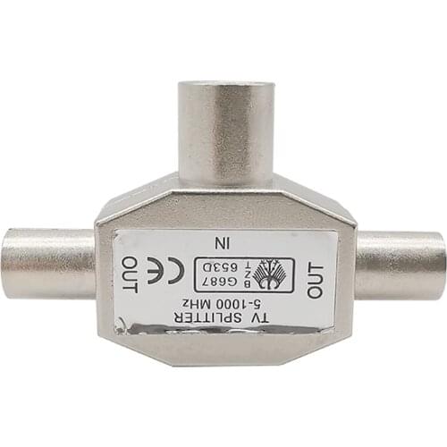 1Piece T Type 2 Male Plug to 1 Female Jack Adapter 2 Way TV Aerial Coaxial Coax Radio Splitter Digital Signal Antenna Connector