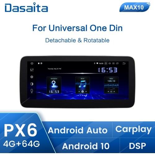 Dasaita 10.25" IPS Screen 1 Din Car Radio Head Unit Carplay Android 10.0 GPS Navigation 4GB 64GB for Universal Autoradio Stereo