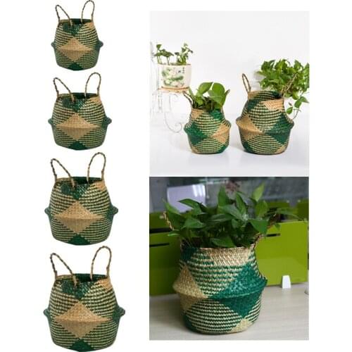4 Sizes Handmade Storage Basket Seagrass Plant Flower Pot Laundry Organizer Sundries Storage Container Garden Home Decoration