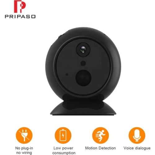 Pripaso HD 1080P Wifi IP Rechargeable Battery Camera Wireless Security Alarm Small Video PIR Camera Indoor Outdoor Security Cam