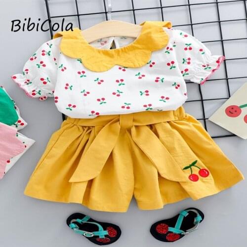 BibiCola New 2020 Baby Girls clothing sets lovely Baby girls clothes set 2pcs tops and white shorts for girls summer clothes