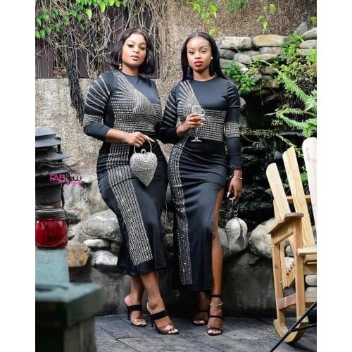 Shiny Hot Diamond Dress Sexy Nightclub Full Stones Long Sleevele one-piece Dancer Costume Birthday Outfit Party Dress S -XXXL