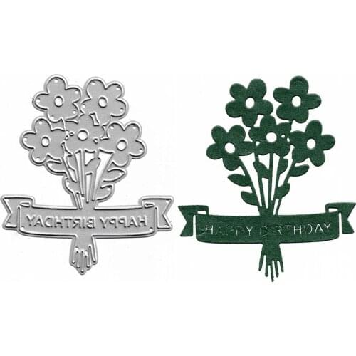 Birthday Bouquet Cutting Dies Cut Die Mold Scrapbooking DIY Stencil Photo Album Card Making Paper Craft Embossing Metal Dies New