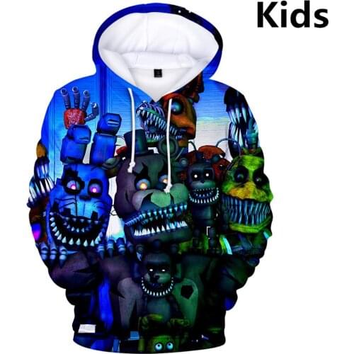 3 To 14 Years Kids Hoodies Five Nights at FNAF 3D Print Hoodie Sweatshirt boys girls Harajuku Streetwear Jacket Children Clothes