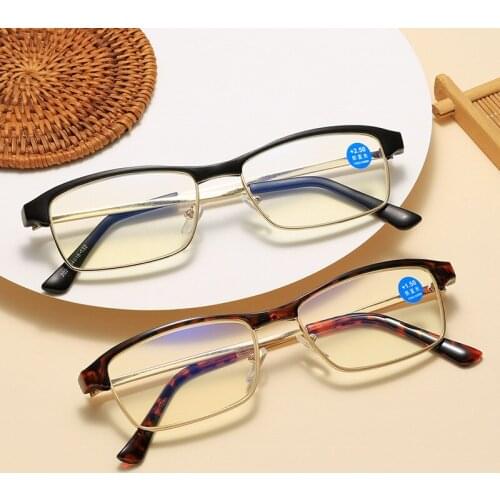 Elbru Fashion New Anti-blue Light Reading Glasses Woman and Men Square HD Presbyopic Glasses +1.0 +1.5 +2.0 to +3.0 +4.0