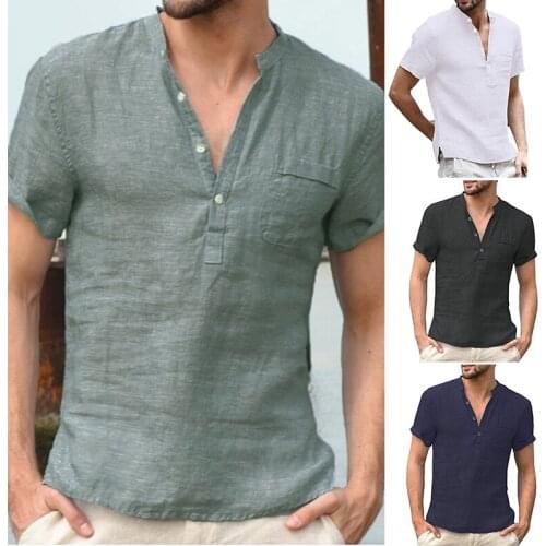 Mens Casual t-Shirt Summer Linen Fitness Running Shirts Short-Sleeve Gym Fashion Hip Hop Tshirt Training Workout Top Sportswear