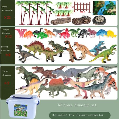 Simulation Dinosaur Animal Model Childrens Toy Ornaments Brachiosaurus Tyrannosaurus Rex, Archaeopteryx Storage Box Set Figure