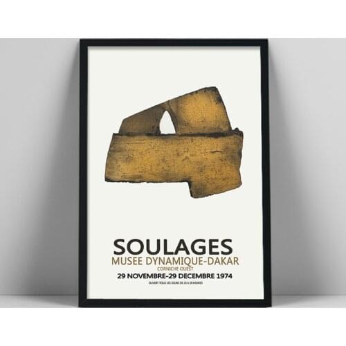 Canvas Painting Pierre Soulages Exhibition Poster Exhibition Museum Absthibition Picture Prints Abstract Wall Art For Home Decor