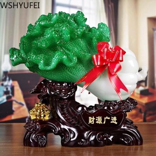 Chinese Style Lucky Green Chinese Cabbageresin Statue Study Office Crafts Decoration Accessories Store Opening Gifts Ornaments