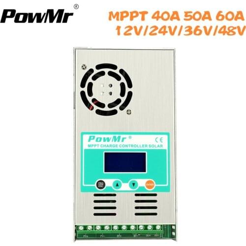 MPPT60A 50A 40A 30A Solar Charger and Discharger Controller 12/24/36/48V with Intelligent Fan
