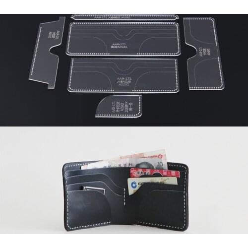 DONYAMY 1 Set DIY Men Leather Craft Wallet Purse Sewing Pattern PVC Template With Card Holder Photo Card Bit