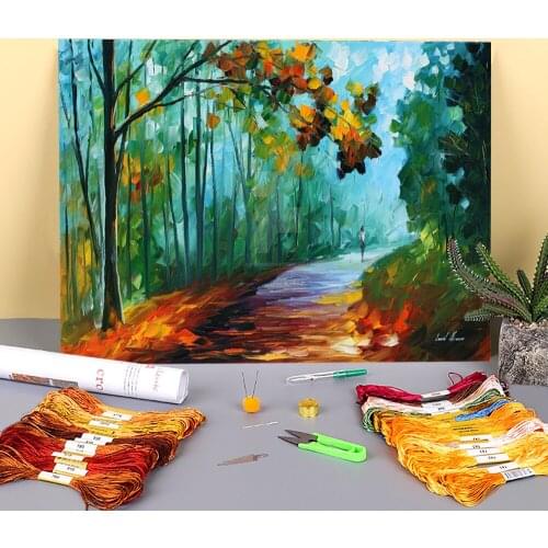 Fresh Forest Printed 11CT Cross-Stitch Complete Kit Embroidery DMC Threads Handiwork Painting Handicraft Sewing Jewelry Design