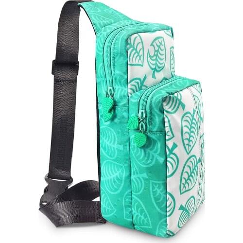 Nintendo Storage Shoulder Bag Leaf Style For Switch Messenger Bag Sling bag Travel carry case Organizer Green