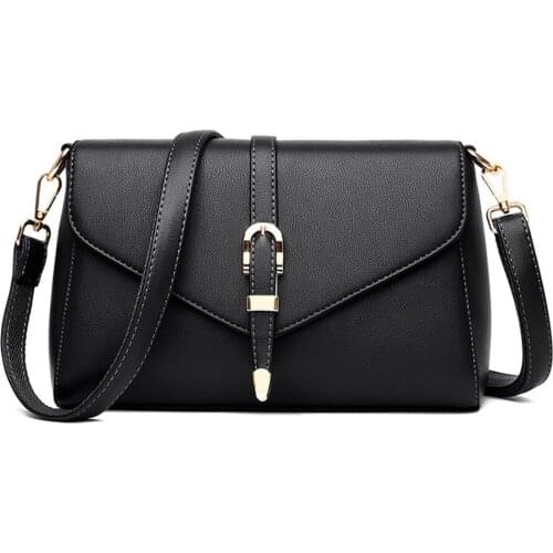 New PU Leather Shoulder Bag Women Handbag Luxury Brand Soft Crossbody Messenger Bags For Women Large Capacity Female Flap Black