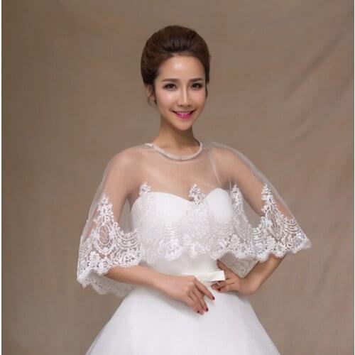 New Arrival Red Ivory thin Lace Bridal Boleros Women Ladies Wedding Jackets Plus Size For Wedding Accessories
