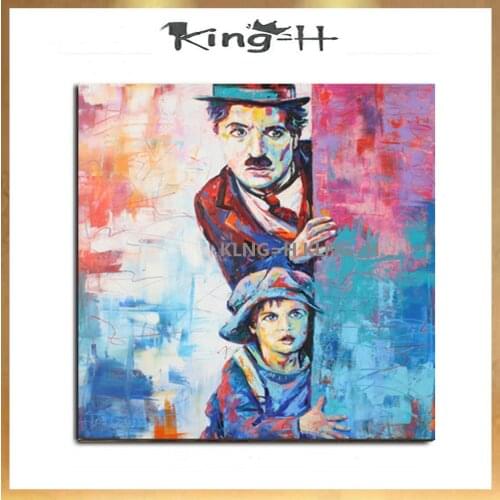 Character image oil painting by hand two modern oil painting of a young boy hat decorated hall hotel study large murals