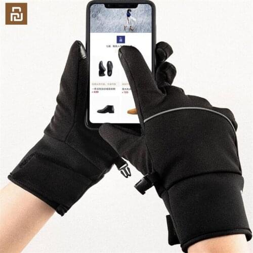 NEWOriginal Youpin Qimian Outdoor Thicken warm touch screen gloves for men and women Waterproof with Reflective Strip for night