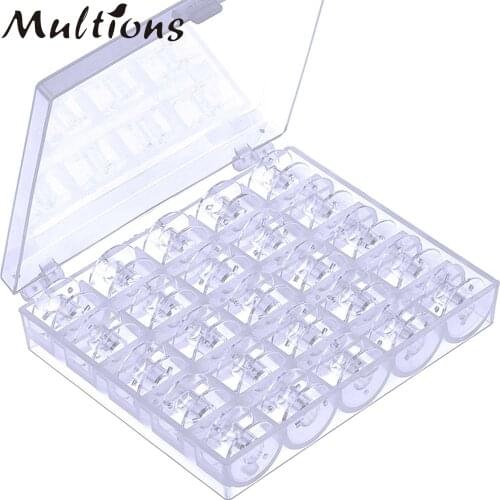 25 Pieces Mudder Plastic Sewing Machine Bobbins with Storage Case for Brother Janome Singer Elna Sewing Machine Transparent