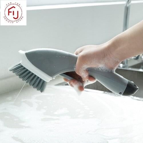 Water Spray Cleaning Brush Long Handle Automatic Add Detergent Spray Type Cleaning Brush Kitchen Bathroom Cleaning Tool