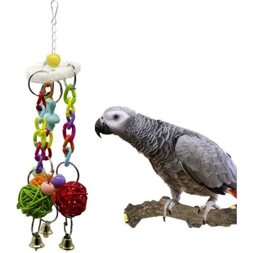 Rattan Parrot Chew Strands Bite Teeth Griiding Ball Bell Attractive Parakeet Toys Parrot Playing Chewing Toys Supplies