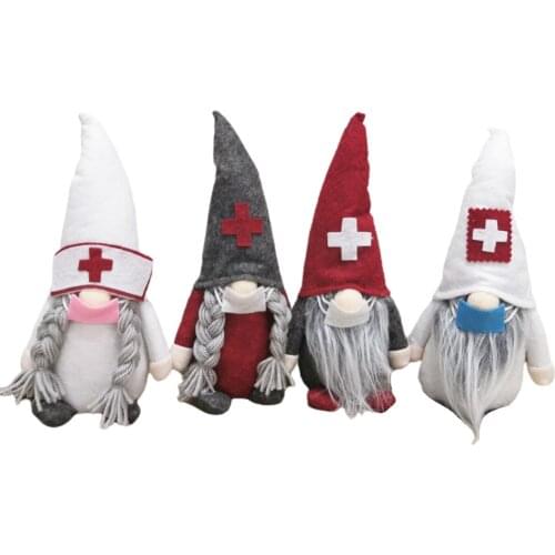 Newest Arrival Christmas Doll Ornaments Doctors Nurses Santa Faceless Decoration Adorable Plush Gnome
