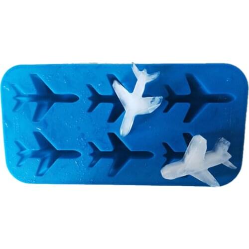 3D Blue Silicone Airplane Ice Mold Whiskey Wine Cocktail Juice Silicone Ice Cube Tray Maker Fondant Chocolate Mould Bar Tools