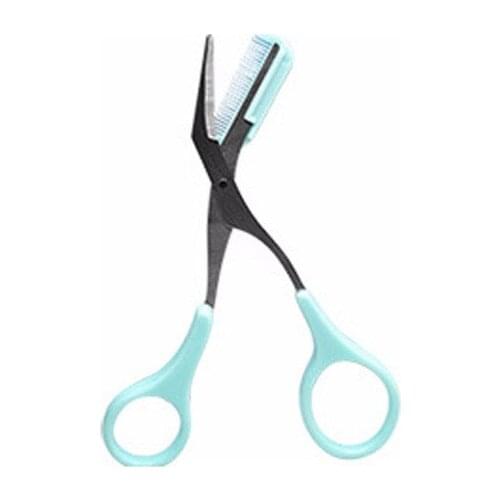 1 Pcs Blue Eyebrow Trimmer Scissor with Comb Facial Hair Removal Grooming Shaping Shaver Cosmetic Makeup Accessories As04