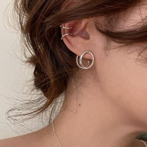 Personalized Design Irregular Silver Color Pierced Stud Earrings For Women Special Charms Ear Jewellery Ladies Gift