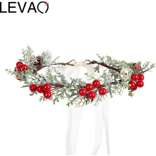 LEVAO Wedding Bride Corolla Head Wreath Boho Fabric Flower Crown Hair Accessories Headband Flower Hairband for Women Fashion New